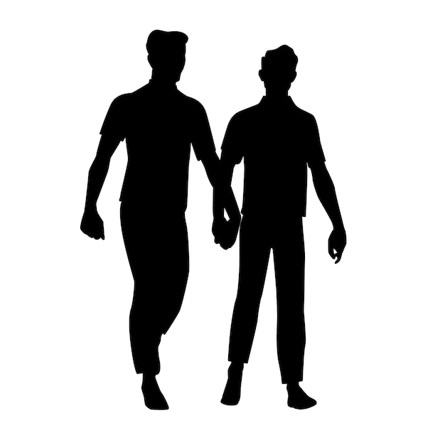 Free vector flat design couple holding hands silhouette