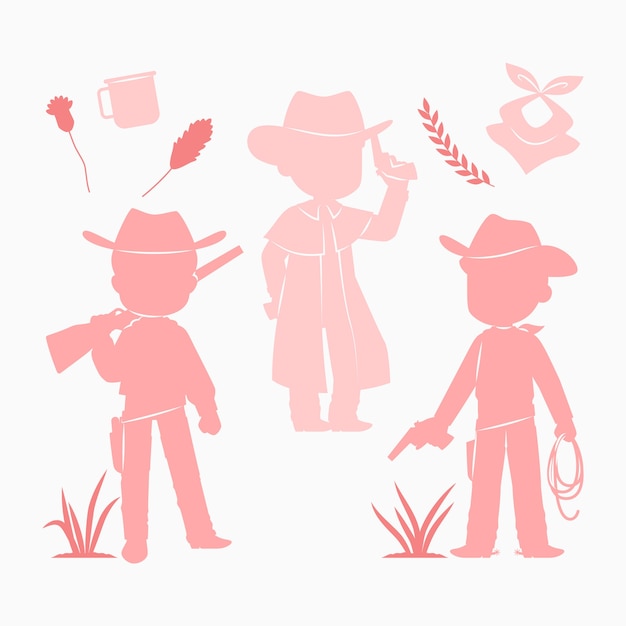 Free Vector flat design cowboy silhouette illustration