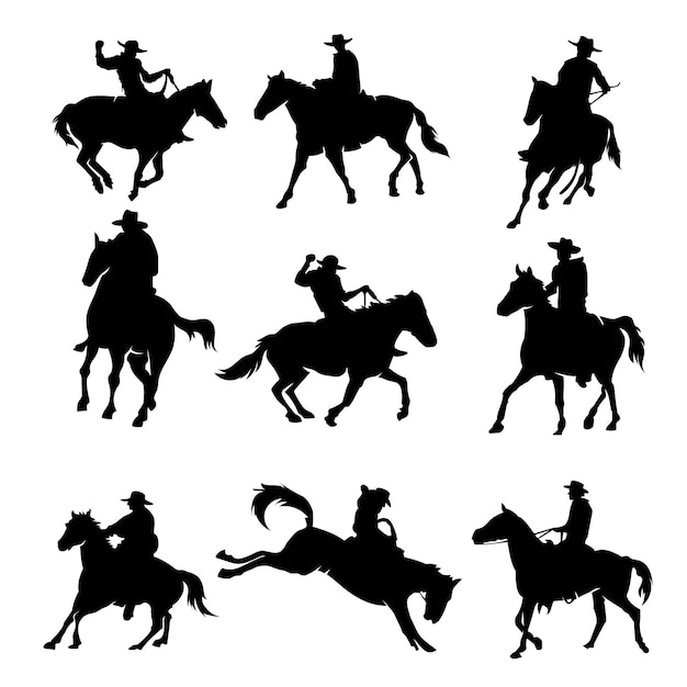 Free Vector flat design cowboy silhouette illustration