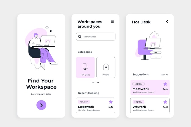 Free vector flat design coworking app template