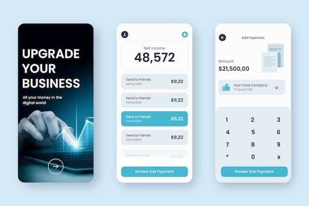 Free Vector flat design cryptocurrencies app template