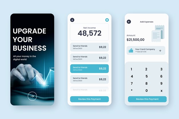 Flat design cryptocurrencies app template