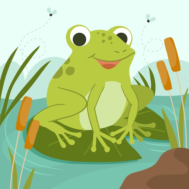 Free Vector flat design cute frog illustration