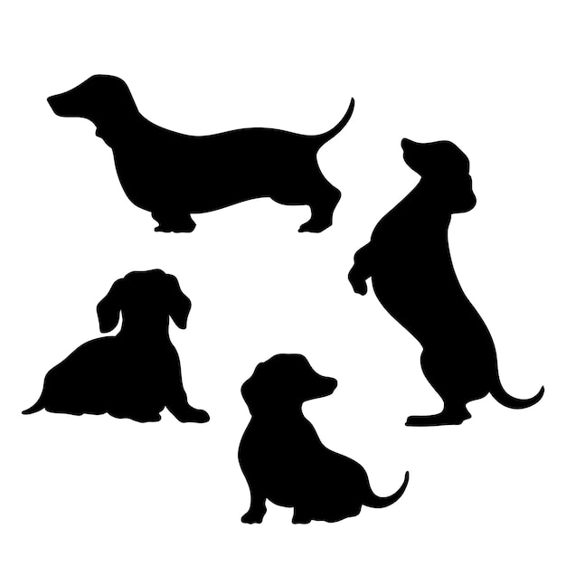 Free Vector flat design dachshund silhouette illustration