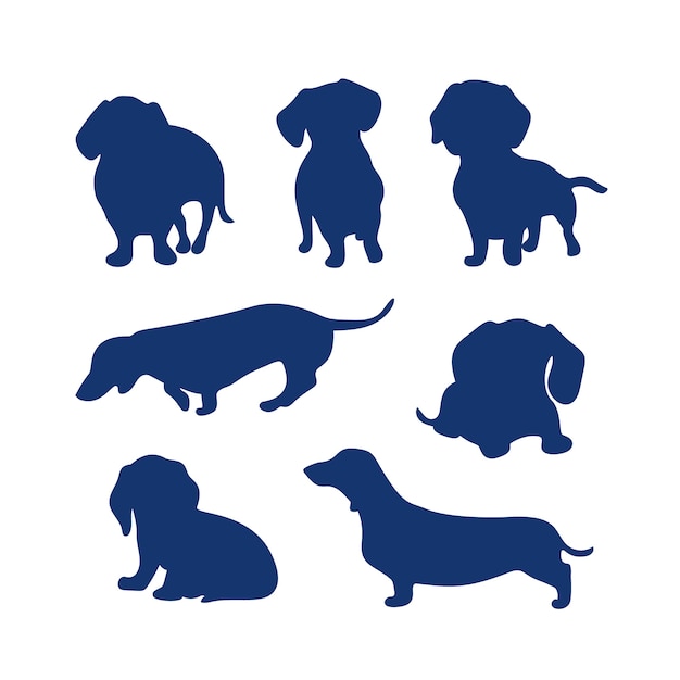 Free Vector flat design dachshund silhouette set