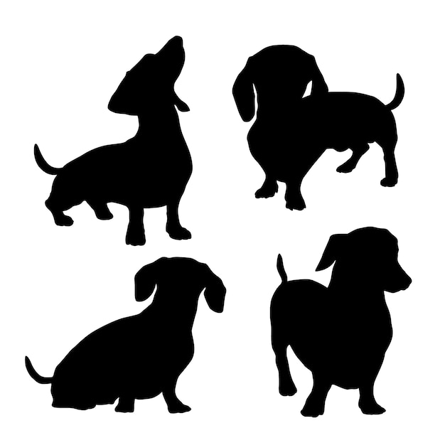 Free Vector flat design dachshund silhouette