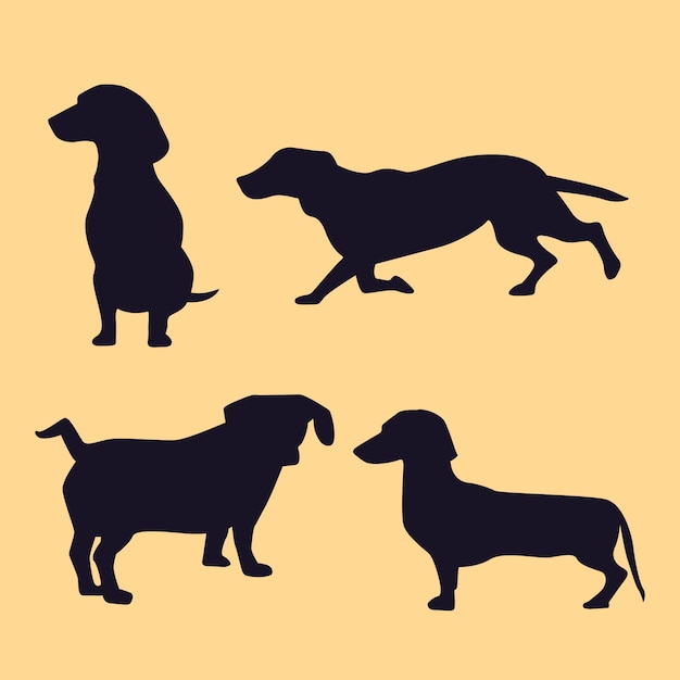 Free Vector flat design dachshund silhouette