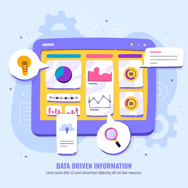 Flat design data driven illustration