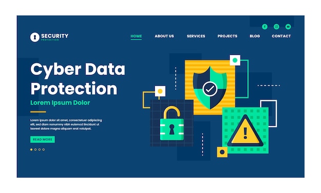 Flat design data privacy landing page template