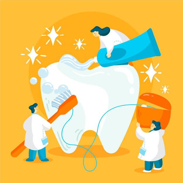 Flat design dental care concept illustration