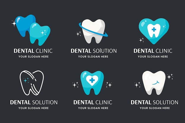 Free Vector flat design dental logo template set