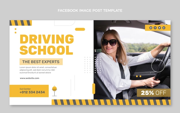 Free Vector flat design driving school template