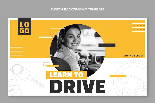 Free Vector flat design driving school twitch background