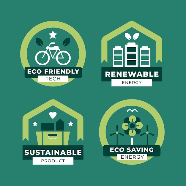 Flat design eco friendly labels