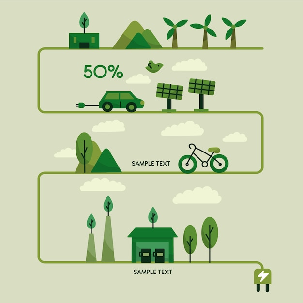 Free Vector flat design ecology infographic with retro colors