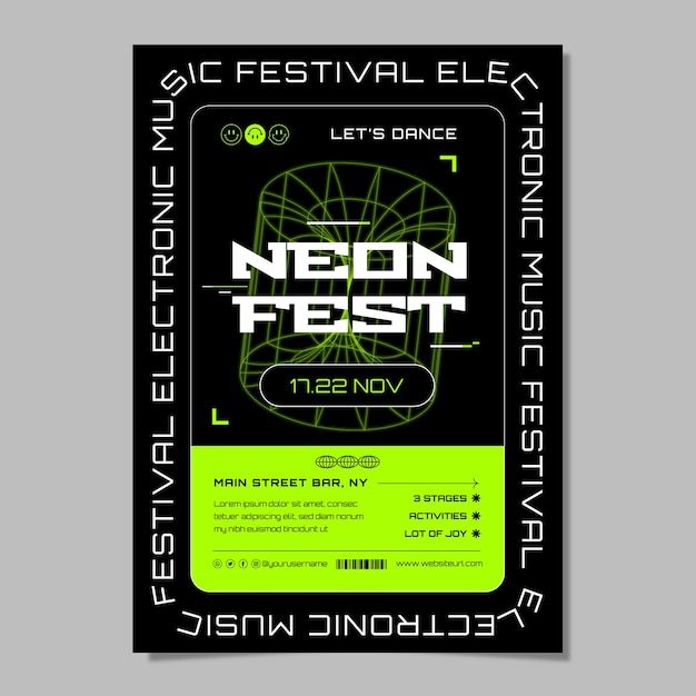 Flat design electronic music fest invitation