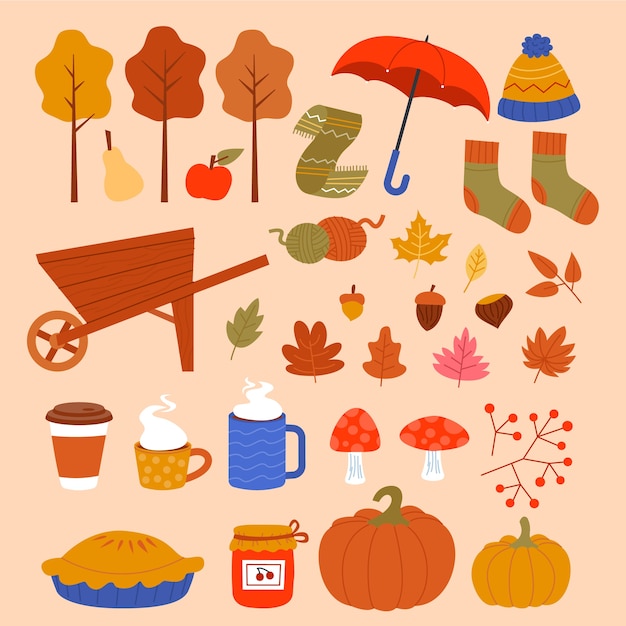 Free vector flat design elements collection for fall season