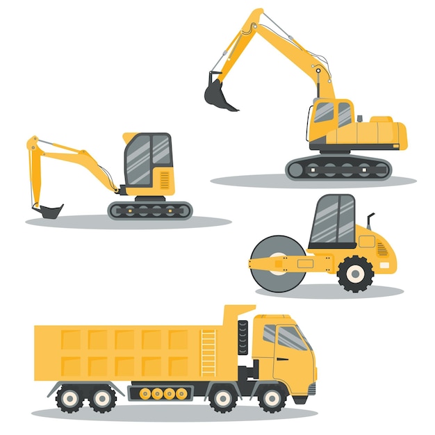 Free Vector flat design excavator pack