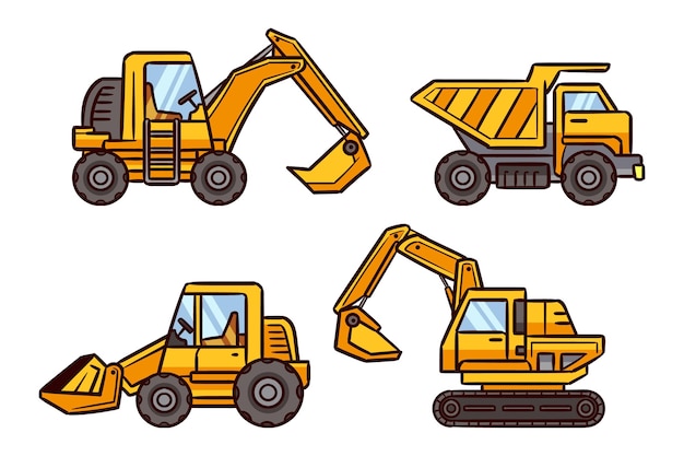 Free Vector flat design excavator set