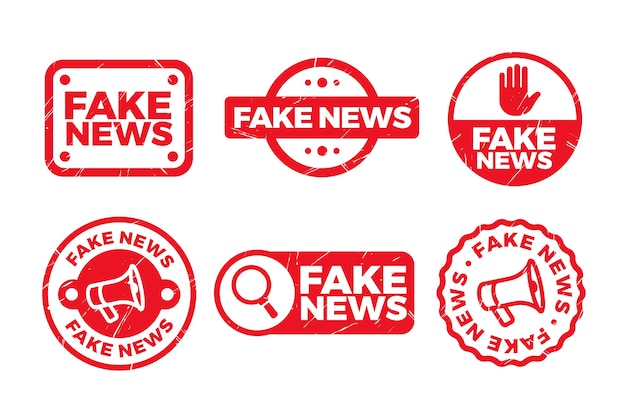 Free vector flat design fake news stamp set