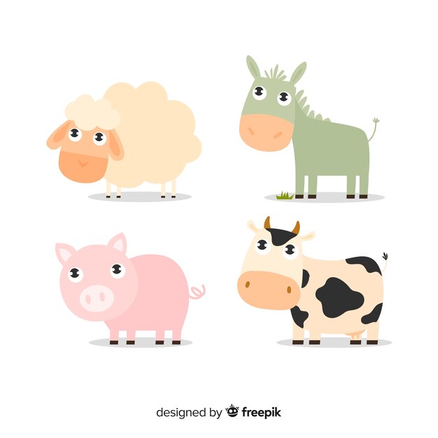 Flat design farm animal collection