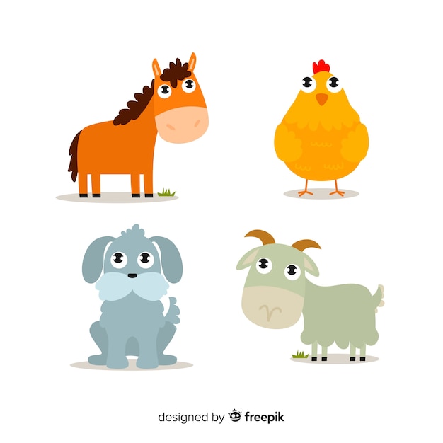 Free Vector flat design farm animal collection