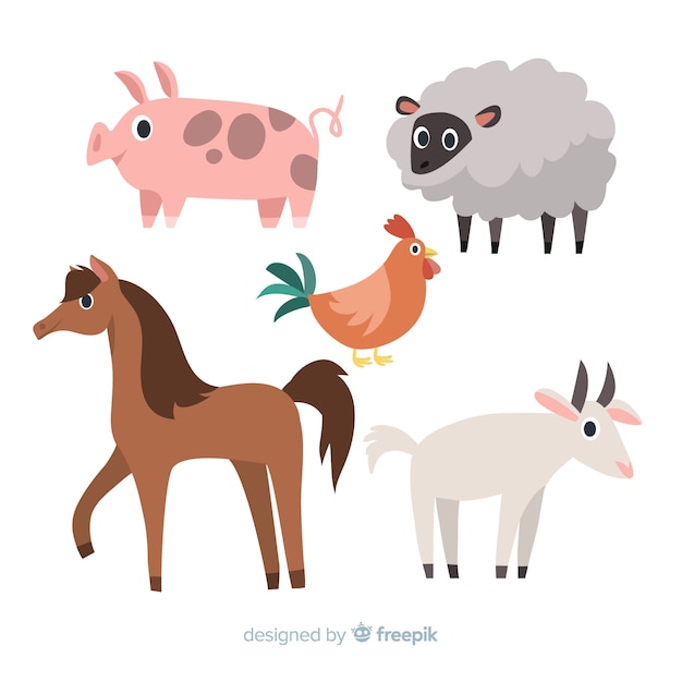 Free Vector flat design farm animal collection