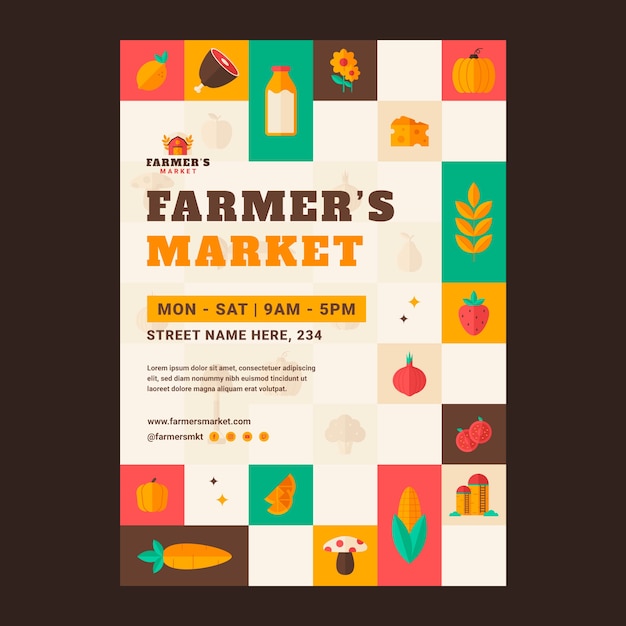 Free Vector flat design farmers market poster design