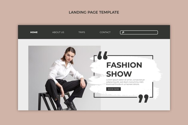 Flat design fashion show landing page template