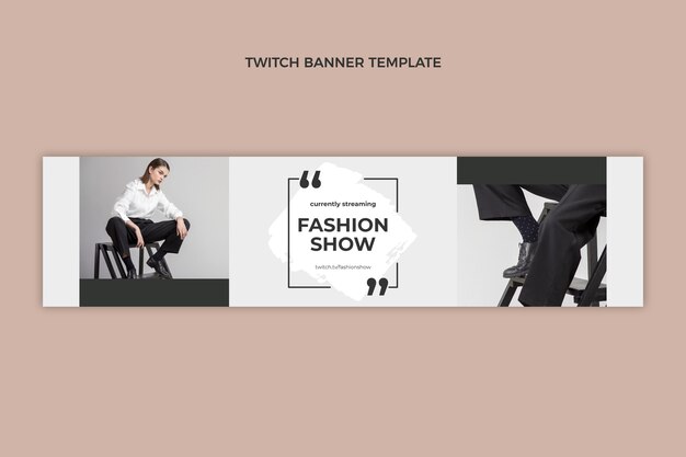 Flat design fashion show twitch banner template