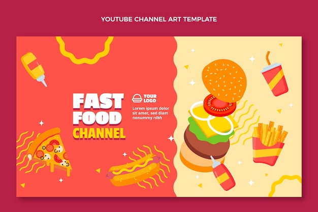 Flat design fast food youtube channel