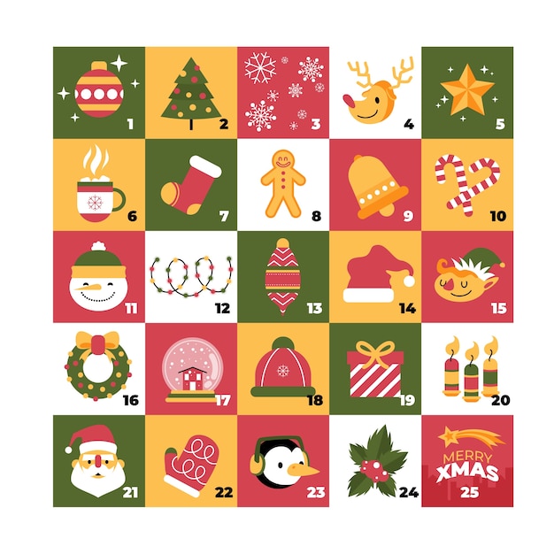 Flat design festive advent calendar