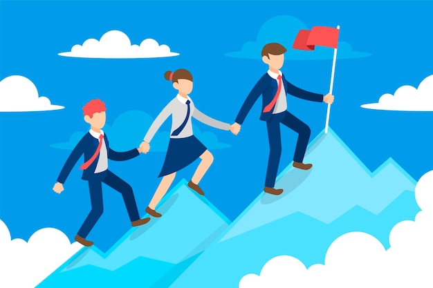 Free Vector flat design finance leaders concept with flag