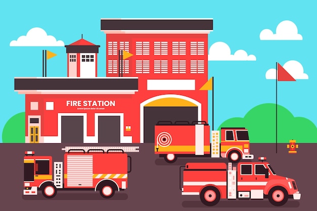 Free Vector flat design fire station