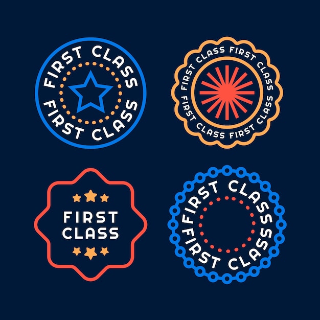 Flat design first class stamp collection