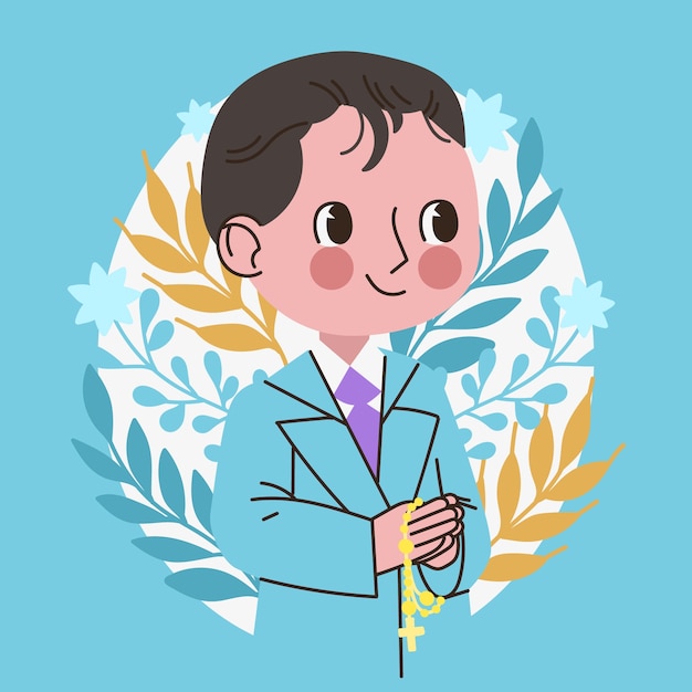 Free Vector flat design first communion boy illustration