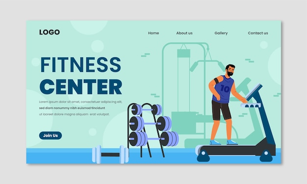 Flat design fitness center template