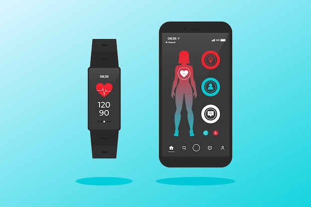 Free vector flat design fitness trackers with woman character