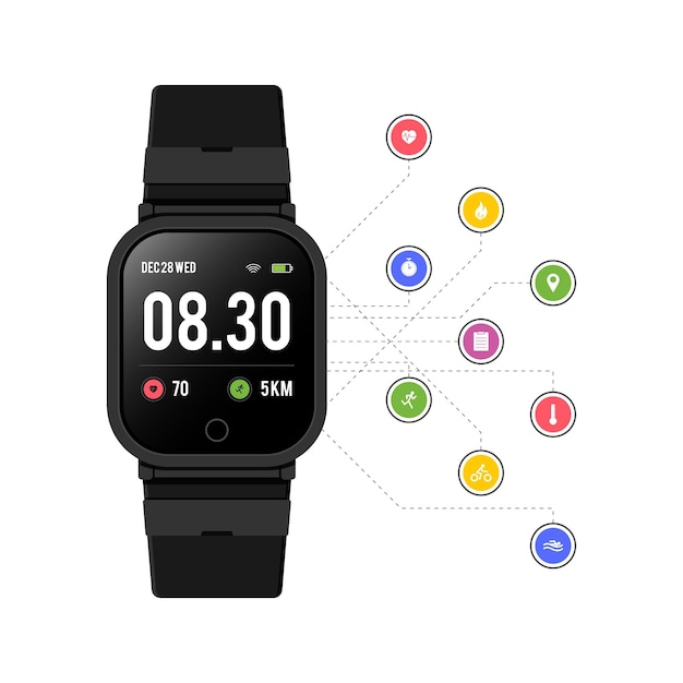 Flat design fitness trackers