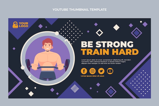 Free vector flat design fitness training youtube thumbnail