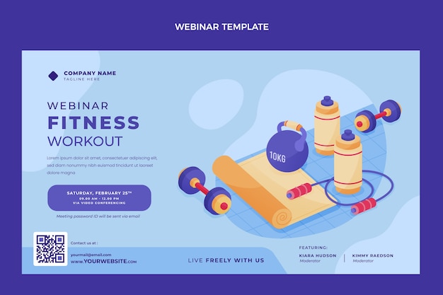 Free vector flat design fitness workout webinar