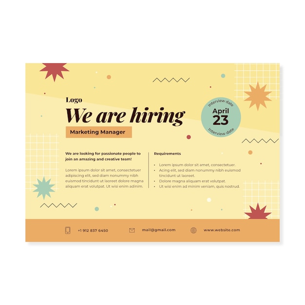 Free Vector flat design flyer hiring template