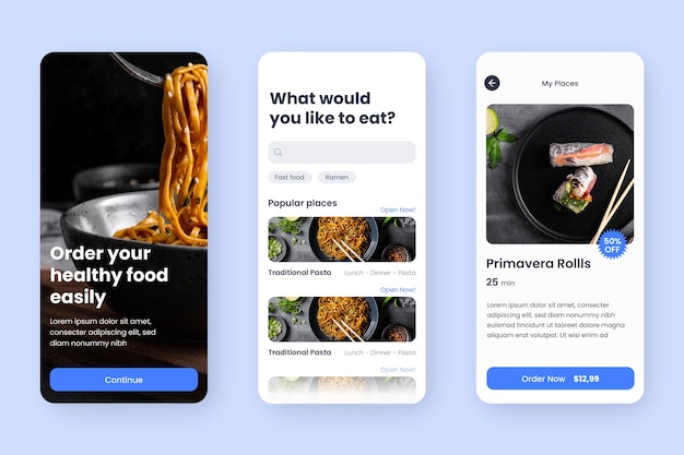 Free vector flat design food business app template