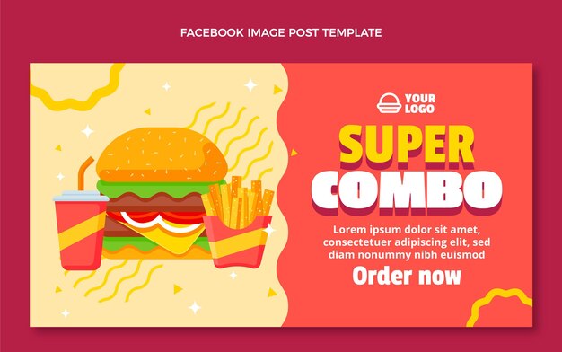 Flat design food facebook post