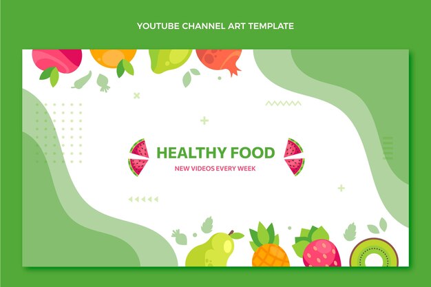 Flat design food youtube channel art