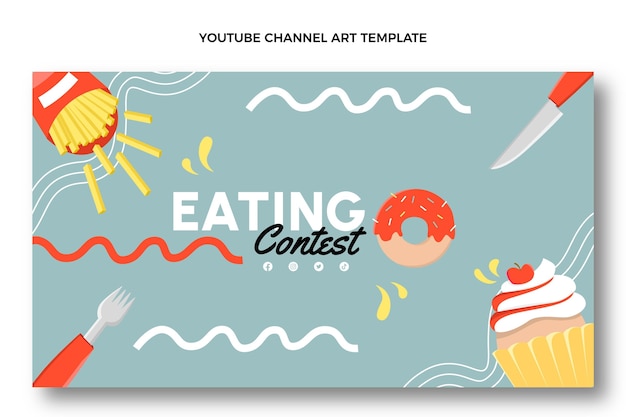 Flat design food youtube channel art