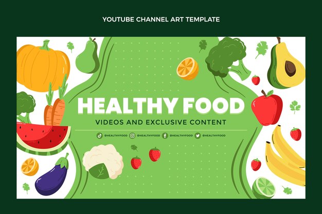 Flat design food youtube channel art