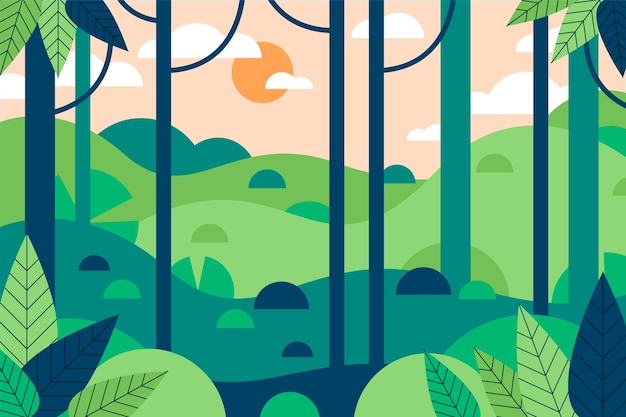 Free Vector flat design forest landscape