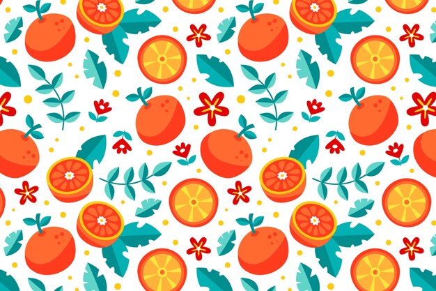 Flat design fruit and floral pattern design
