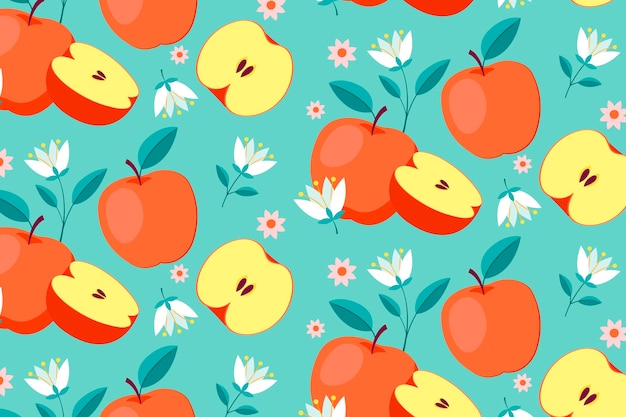 Free Vector flat design fruit and floral pattern